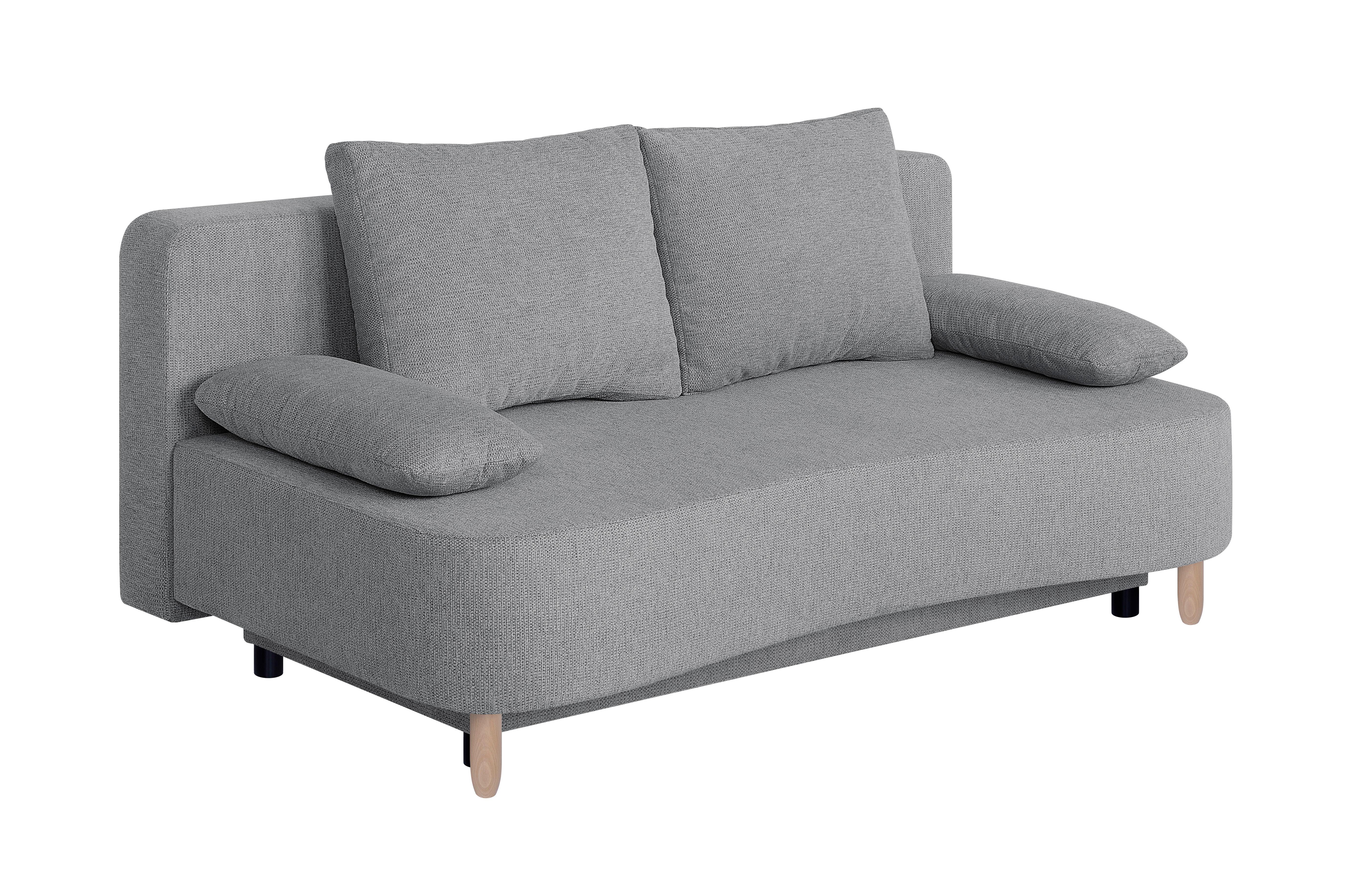 Pohovka LARA, sivohnedá, pružinové jadro a úl. priestor - čierna/farba buka, Design, drevo/kompozitné drevo (193/86/97cm) - P & B