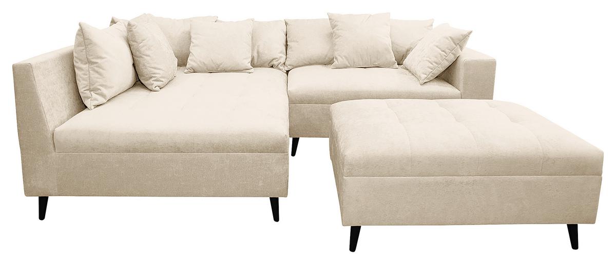 Ecksofa Pruno, Beige S: 174x247 Cm - Beige/Schwarz, Design, Textil (174/247cm) - MID.YOU