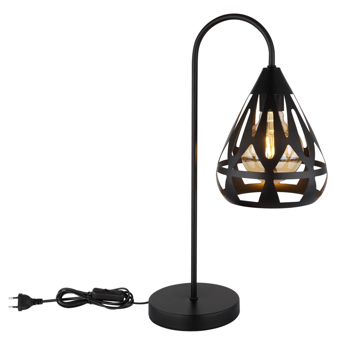 Tischleuchte 15889t - Schwarz, Design, Kunststoff/Metall (28/17/48cm) - Globo