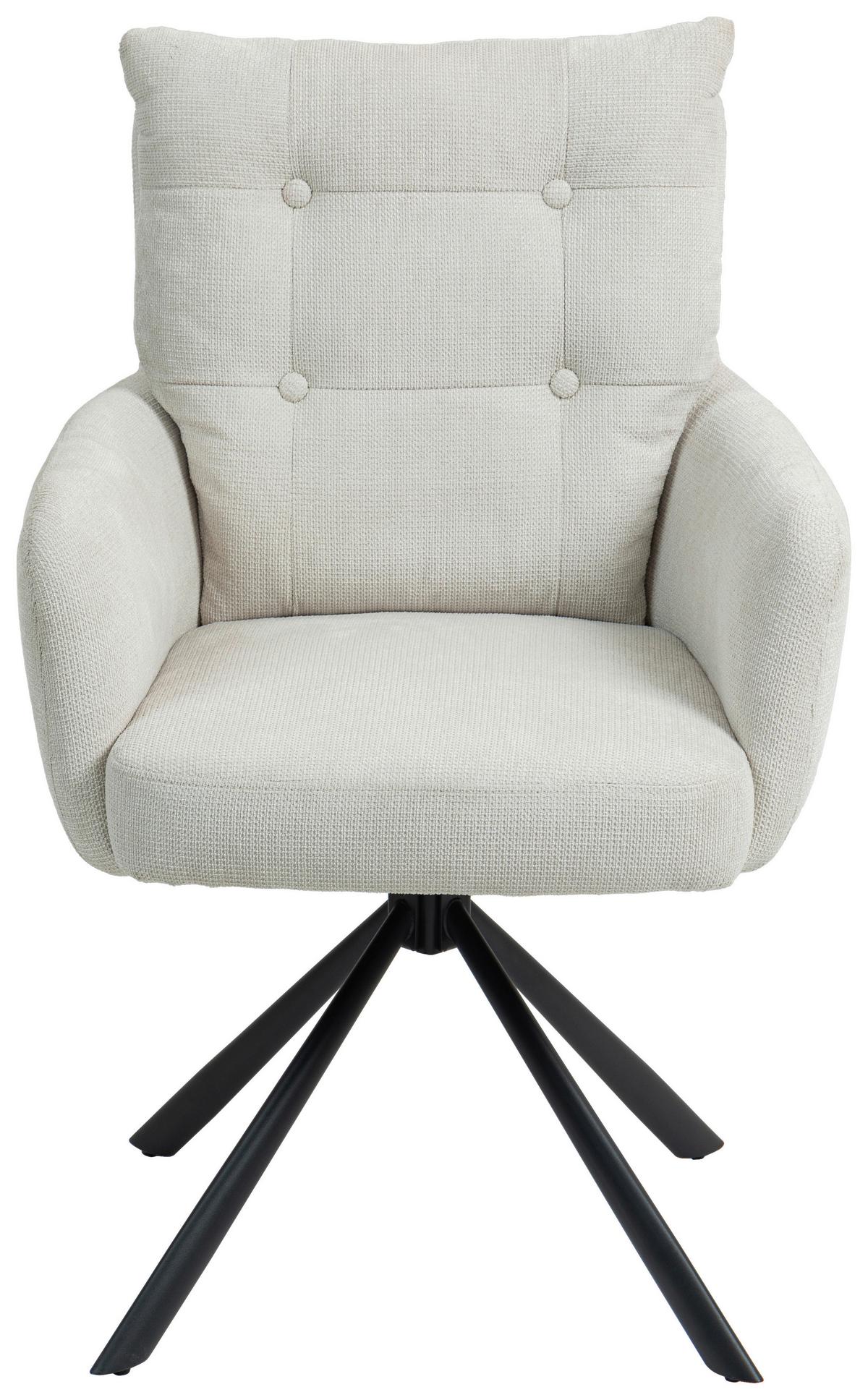 Armlehnstuhl Lina Creme Sitzfl. 180°drehbar, B: 60cm - Creme/Schwarz, KONVENTIONELL, Textil/Metall (60/95/67cm) - MID.YOU