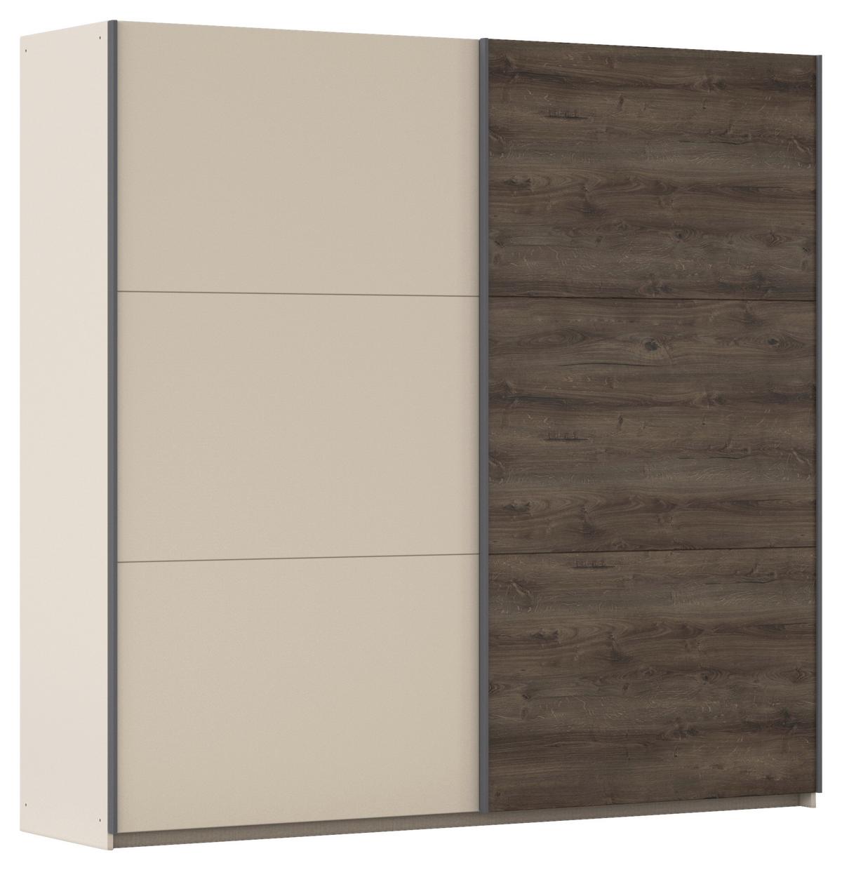 Tolóajtós Szekrény Sajo-Extra 218/210 Cm - Pezsgő/sötét tölgy, Trend, faalapú anyag (218/210/59cm)