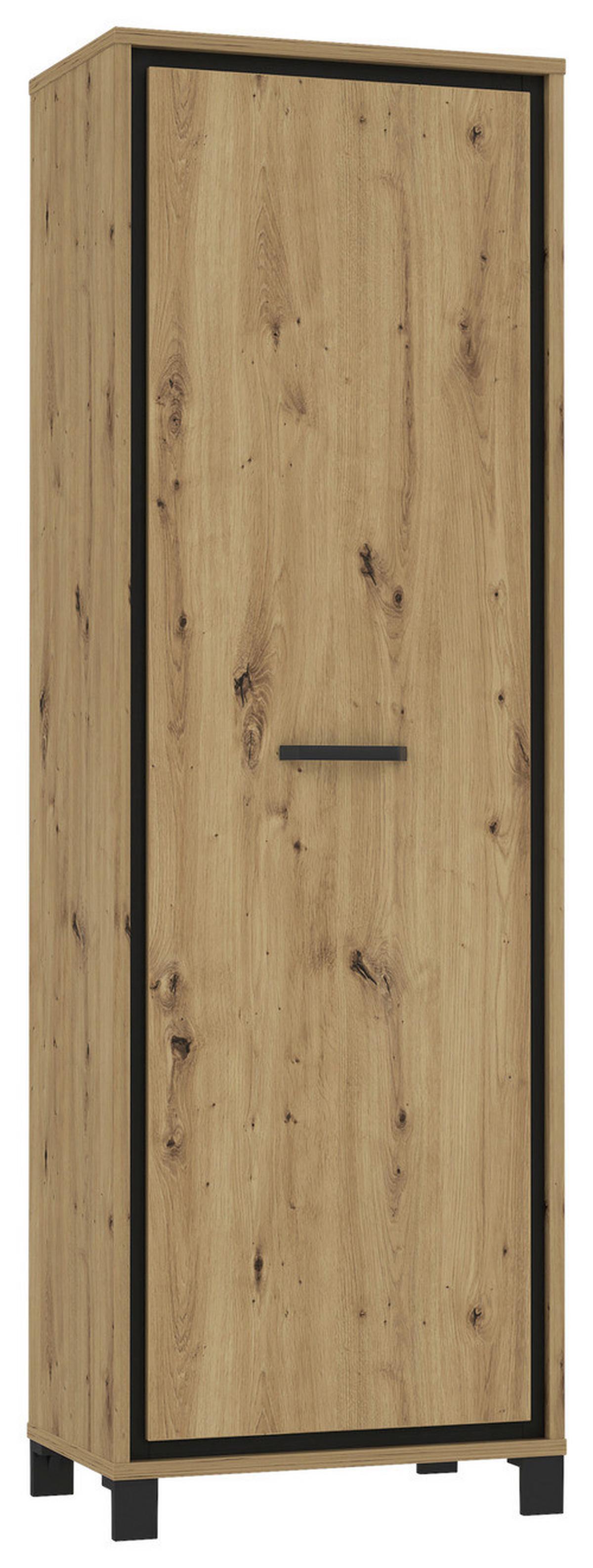 Garderobenschrank Trondheim Eiche Dekor B: 64,4 Cm - Eichefarben/Schwarz, Basics, Holzwerkstoff/Kunststoff (64,4/199,4/41,5cm) - Livetastic