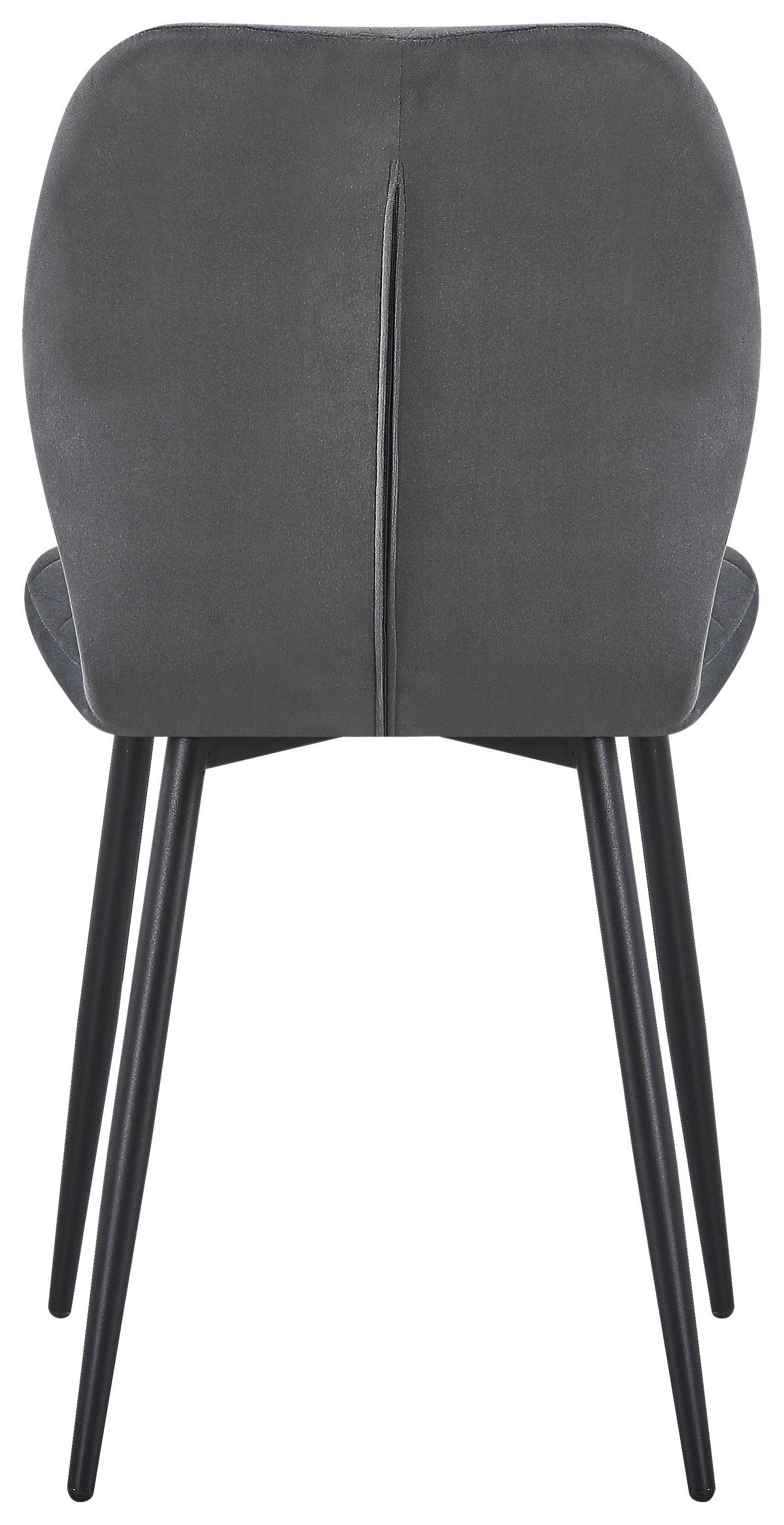 Vierfußstuhl Zoe Samt dunkelgrau, B: 58cm - Dunkelgrau/Schwarz, Trend, Textil/Metall (58/85/47cm)