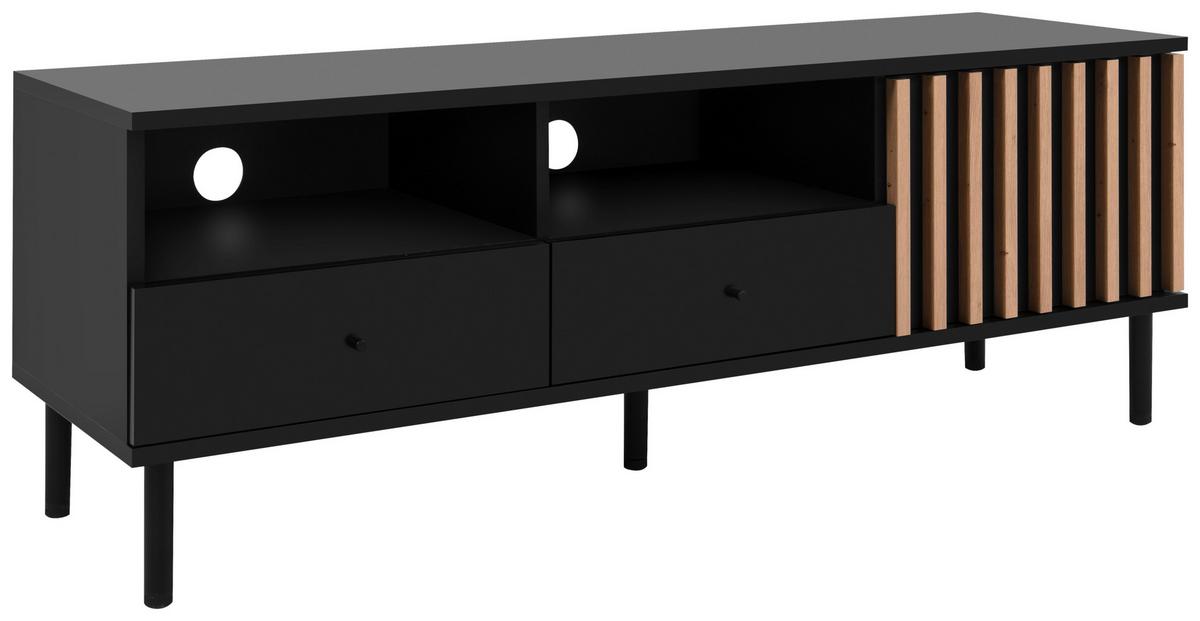 Lowboard Monza 56a - Schwarz/Eiche Artisan, Design, Holzwerkstoff (138/49/40cm) - Livetastic