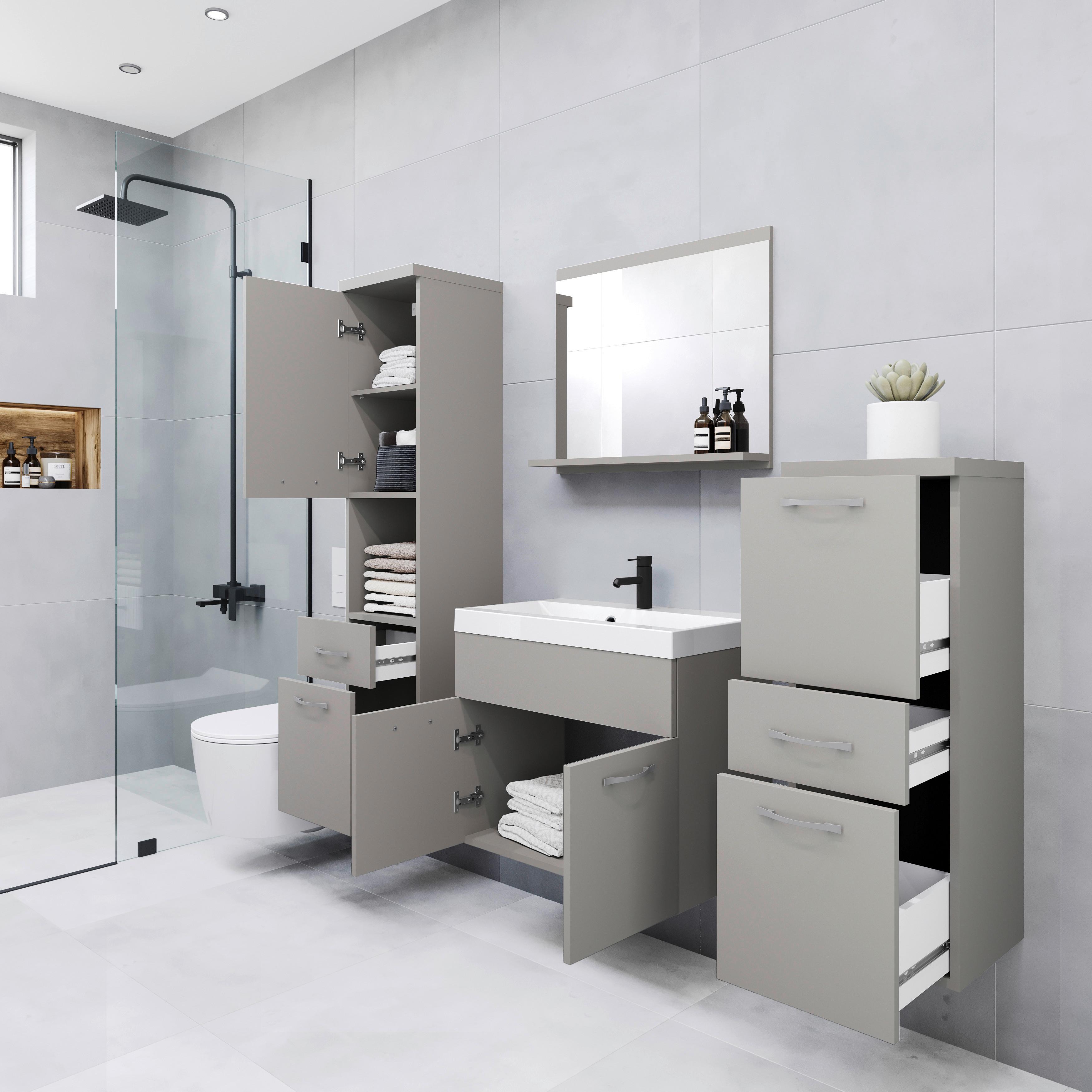 Badezimmer 5-tlg. Alba Pallad 120 cm, Hellgrau