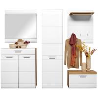 Garderoben-set Auris Weiß/eiche Dekor 5-Tlg. - Eichefarben/Weiß, MODERN, Holzwerkstoff (207/204,2/37,1cm) - Luca Bessoni