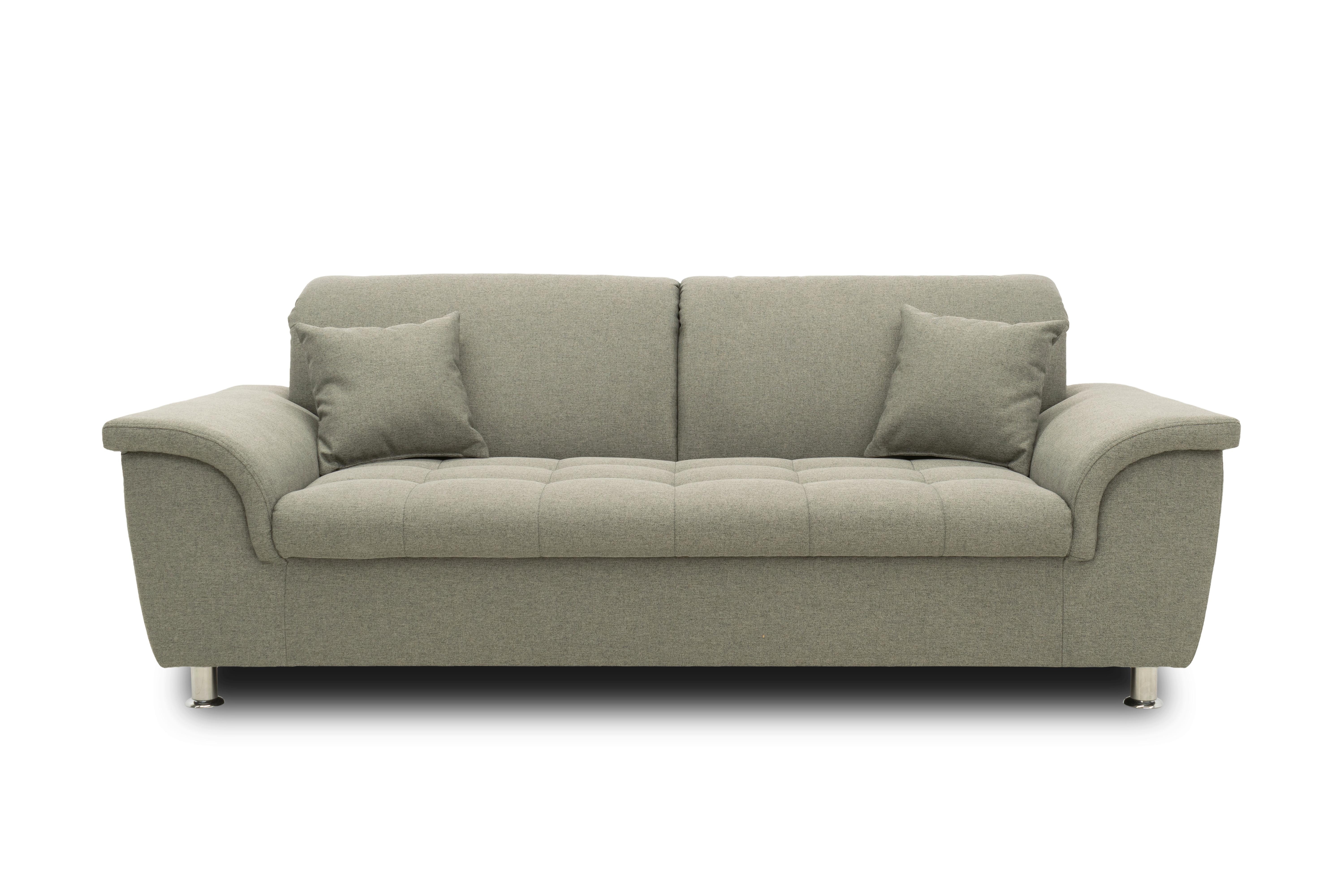 2-Sitzer-Sofa Franzi Silberfarben Webstoff - Chromfarben/Graubraun, KONVENTIONELL, Textil (210/81/97cm) - MID.YOU