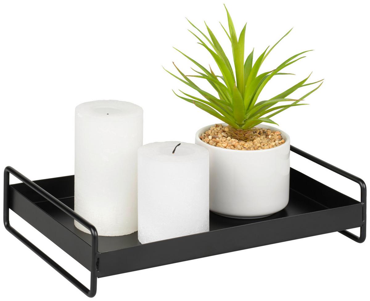 Dekorační podnos Leona L - černá, kov (30,8/20/7cm) - Mömax