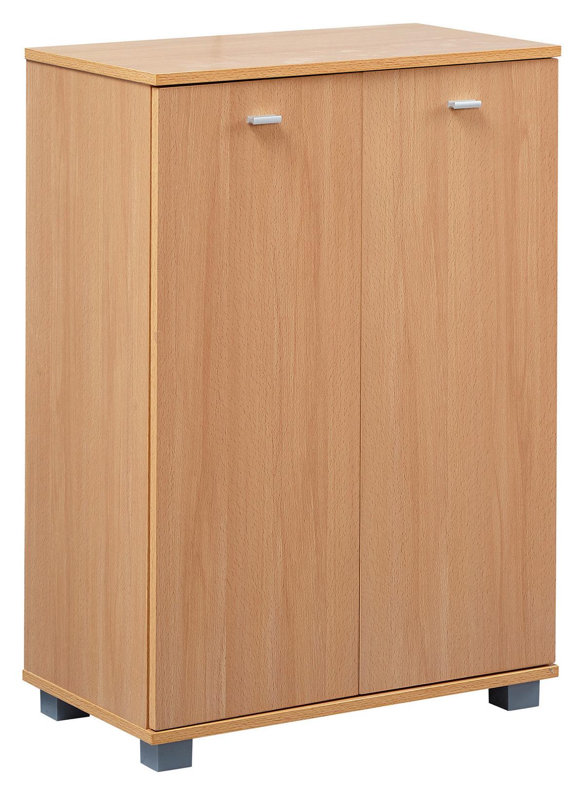 Skříňka na boty Taja buk - šedá/barvy stříbra, Konvenční, kompozitní dřevo (60/90/35cm) - MID.YOU