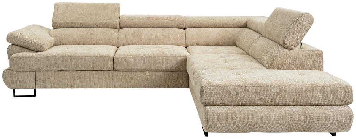 Sedacia súprava LINNA, pravá, svetlozelená - čierna/svetlozelená, Modern, kov/textil (270/225cm)