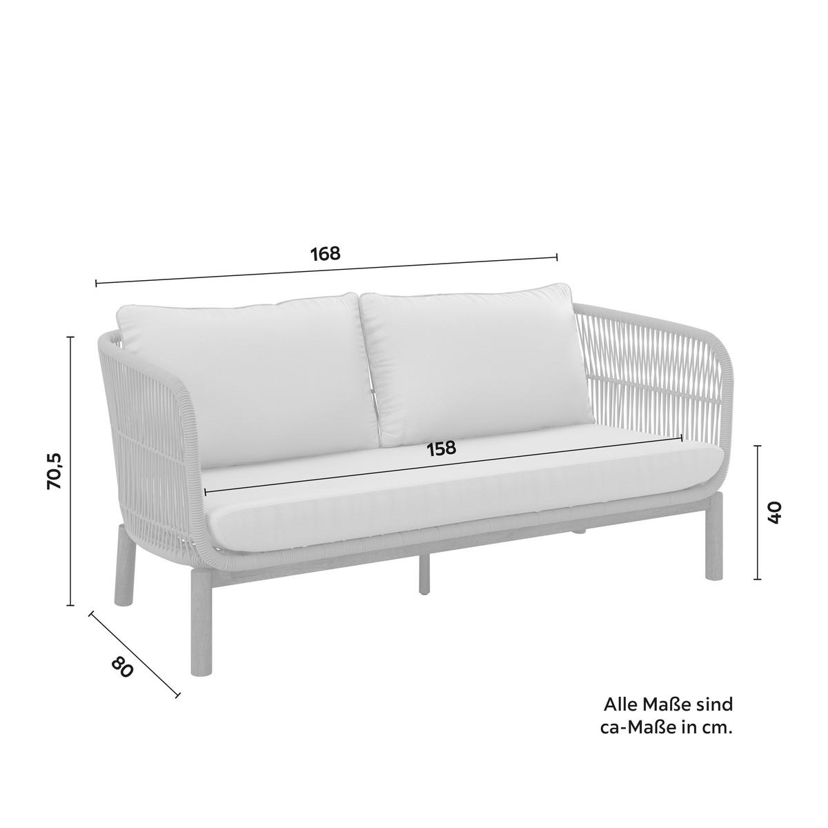TERASOVÁ SEDACÍ SOUPRAVA MALENE - krémová/přírodní barvy, Moderní, kov/dřevo (168/70,5/80cm) - Bessagi Garden