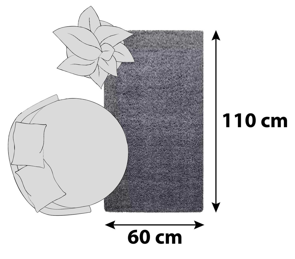 Hochflor Teppich Grau Dream 60x110 cm - Grau, KONVENTIONELL, Textil (60/110cm) - Novel