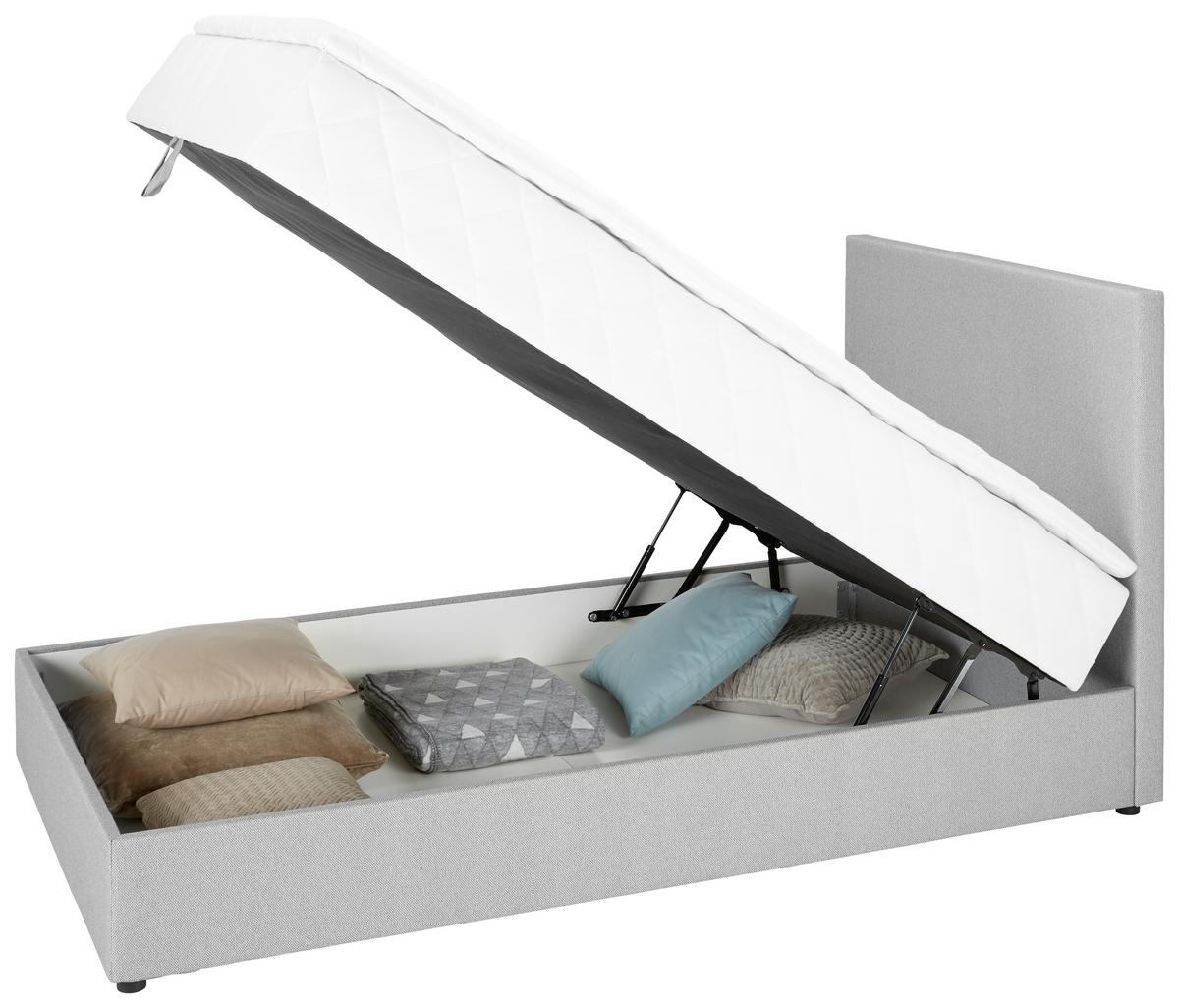Posteľ Boxy sivá ca. 100x200cm - sivá, Konventionell, textil (100/200cm) - Based