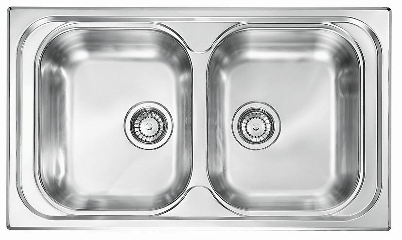 Spüle 1002440 Edelstahl Bxt: 79x50 Cm Doppelbecken - Edelstahlfarben, MODERN, Metall (79/50cm) - HKT