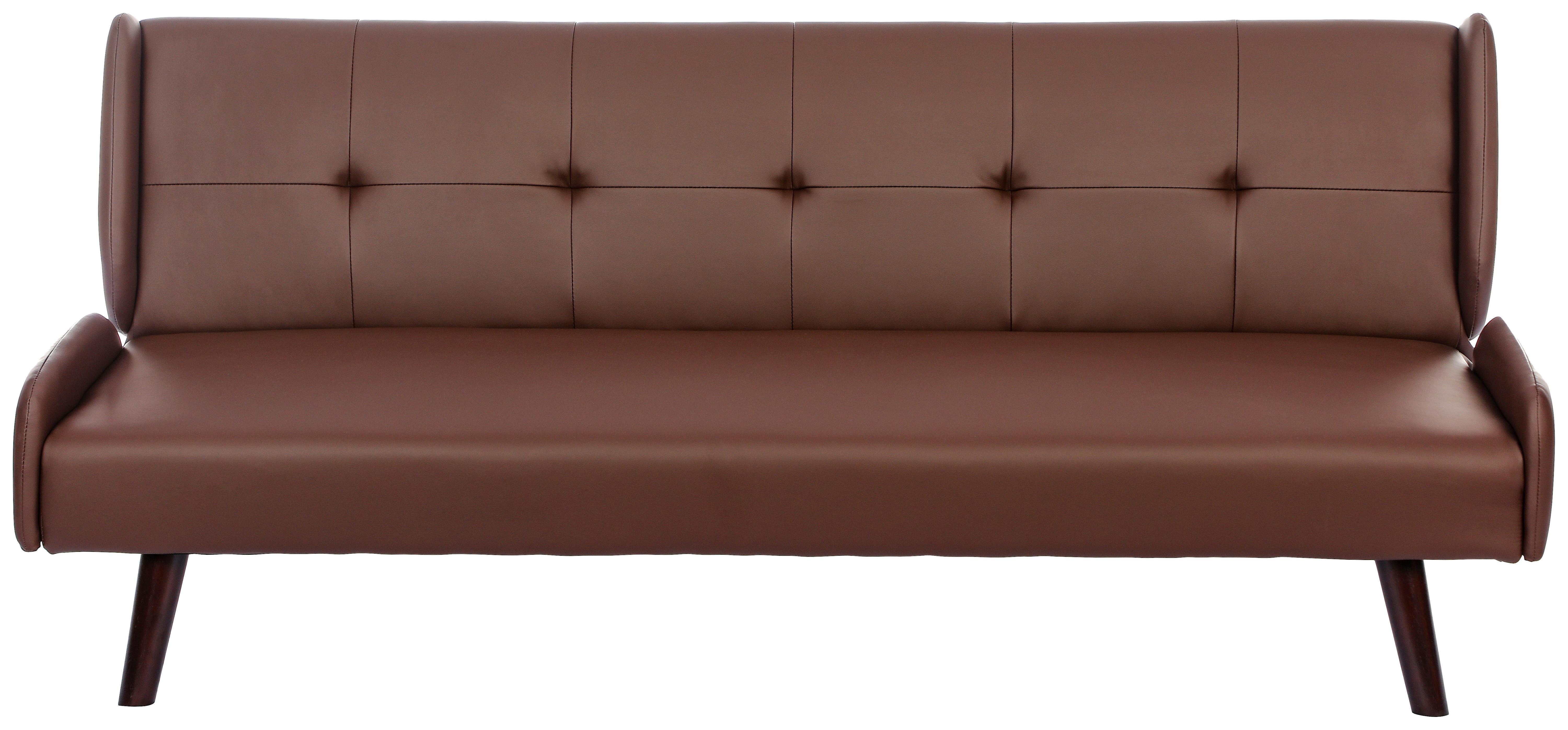 3-Sitzer-Sofa Rotterdam Mit Schlaffunktion Braun Lederlook - Dunkelbraun/Braun, Basics, Holz/Textil (185/77/91cm) - P & B