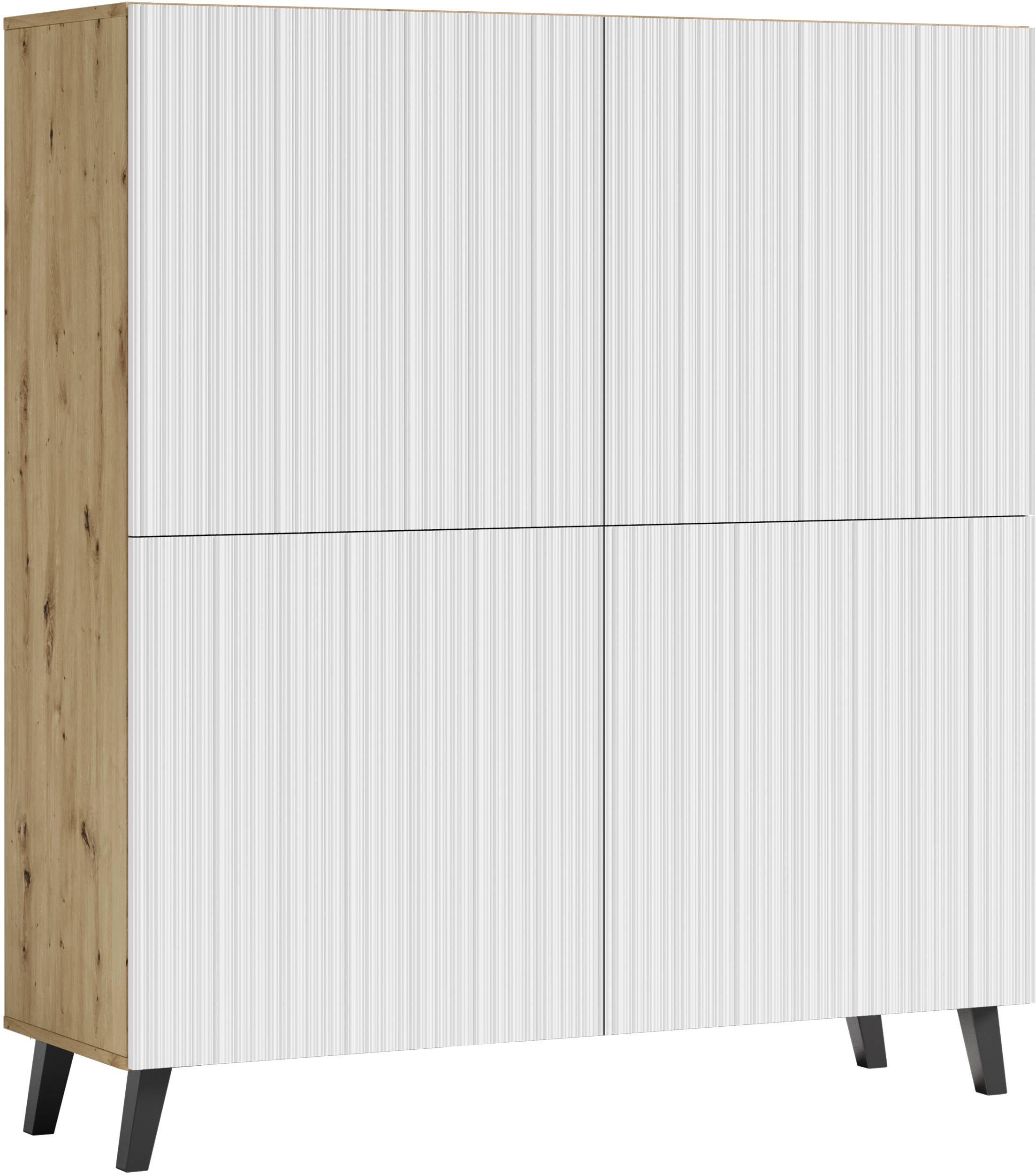 Highboard Phuket Eiche Artisan/weiß B: 120 Cm - Schwarz/Weiß, Trend, Holzwerkstoff (120/130/39cm) - Livetastic