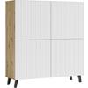 Highboard Phuket Eiche Artisan/weiß B: 120 Cm - Schwarz/Weiß, Trend, Holzwerkstoff (120/130/39cm) - P & B
