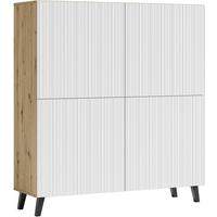 Highboard Phuket Eiche Artisan/weiß B: 120 Cm - Schwarz/Weiß, Trend, Holzwerkstoff (120/130/39cm) - P & B