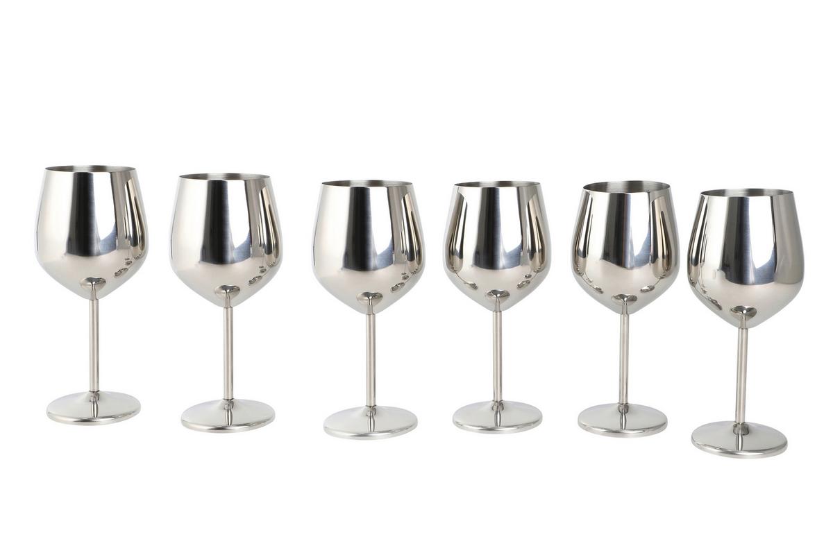 Weinglas Echtwerk 6er-Set Je ca. 500 ml - Silberfarben, Trend, Metall - Echtwerk
