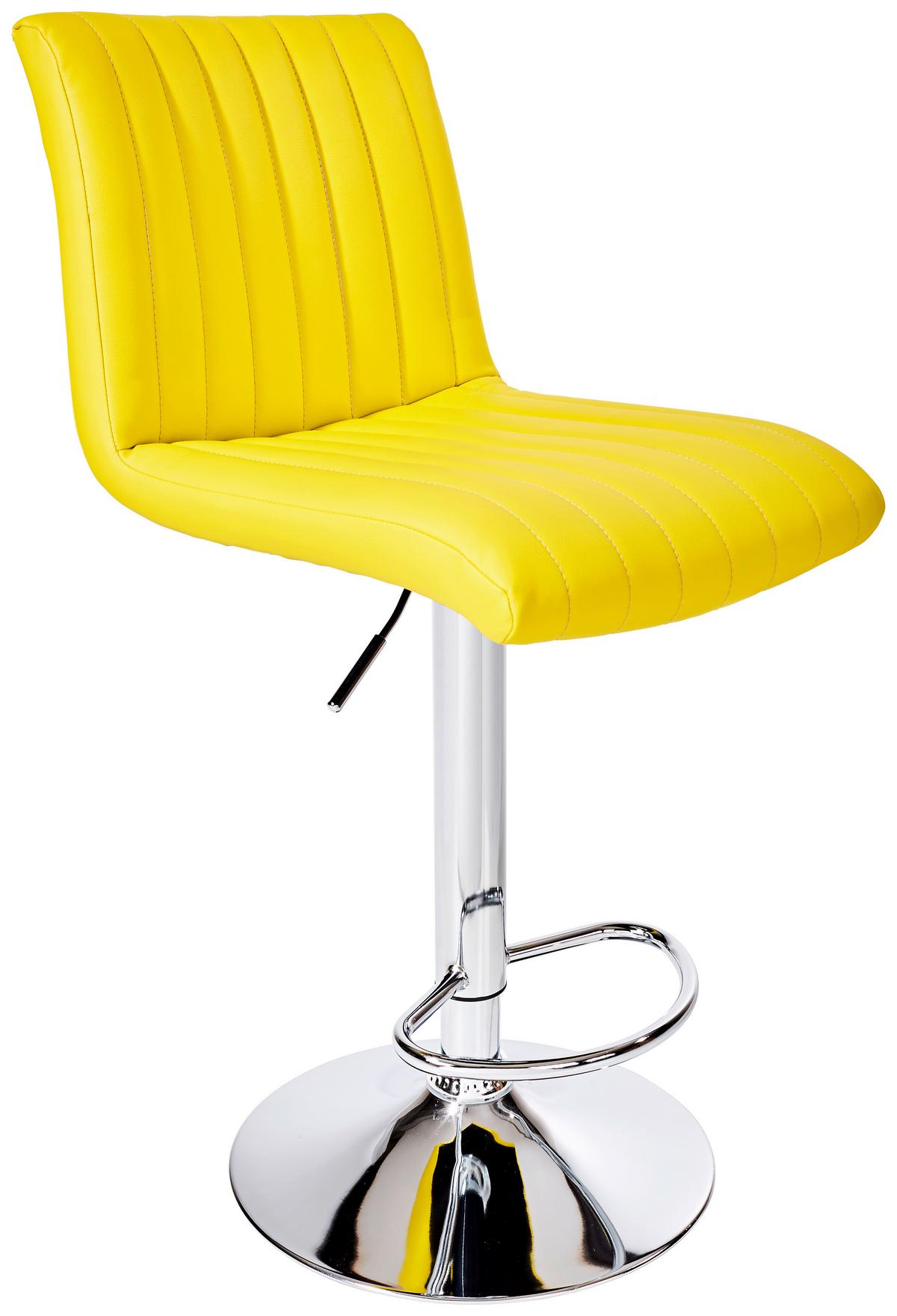 Barhocker höhenverstellbar mit Lehne Party Gelb/Chrom - Chromfarben/Gelb, MODERN, Textil/Metall (43/91-112/54cm) - MID.YOU