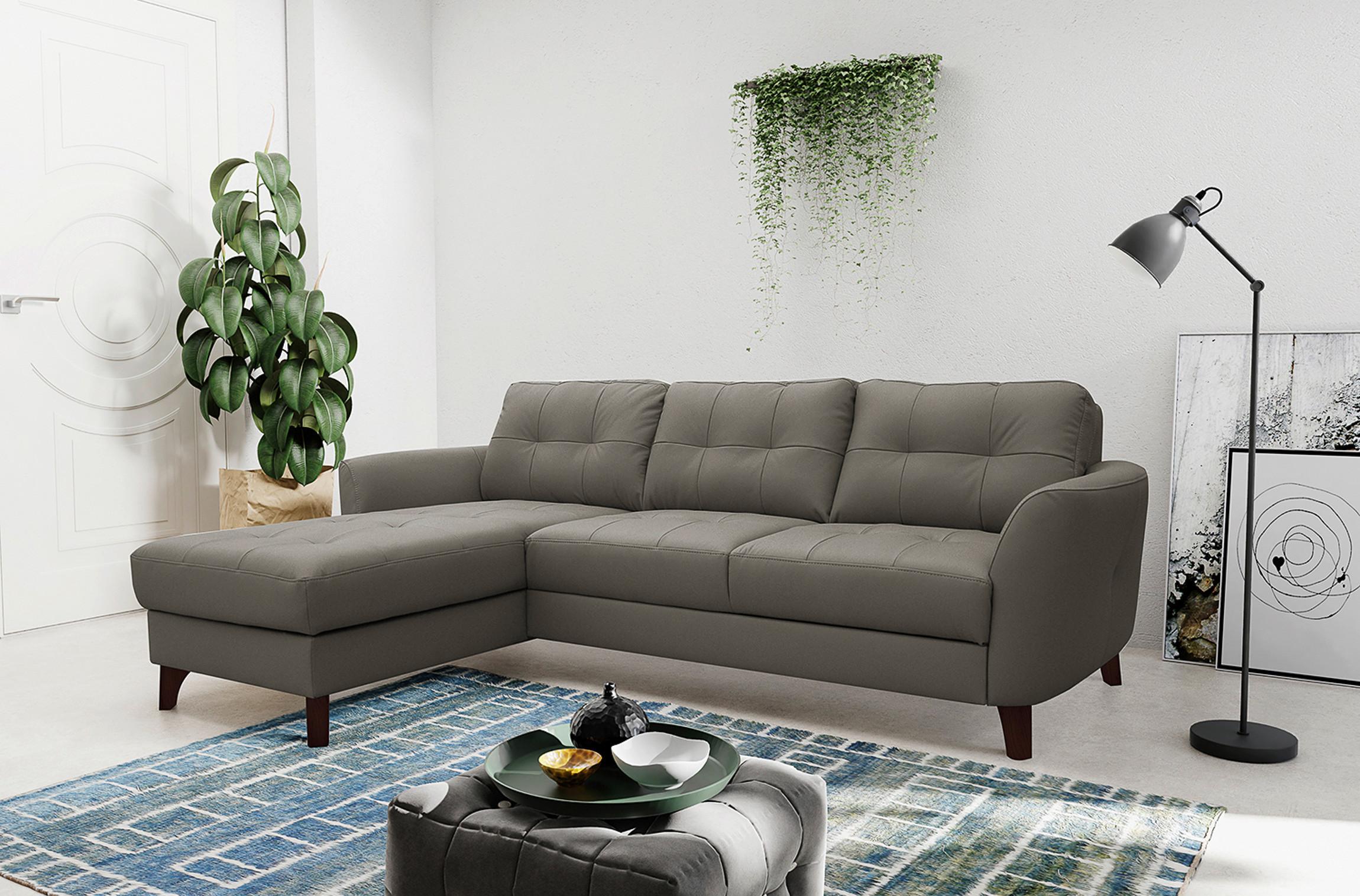 Ecksofa Nordic Schlammfarben S: 168x238 cm - Schlammfarben/Buchefarben, Design, Leder/Textil (168/238cm) - Livetastic