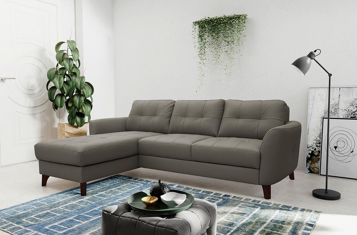 Ecksofa Nordic Schlammfarben S: 168x238 cm - Schlammfarben/Buchefarben, Design, Leder/Textil (168/238cm) - Livetastic