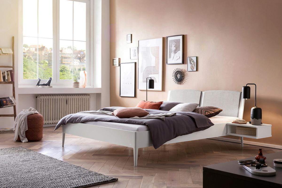 Bett Pistoia, Weiß 140x200 Cm - Hellgrau/Weiß, KONVENTIONELL, Holzwerkstoff/Textil (140/200cm) - Hasena