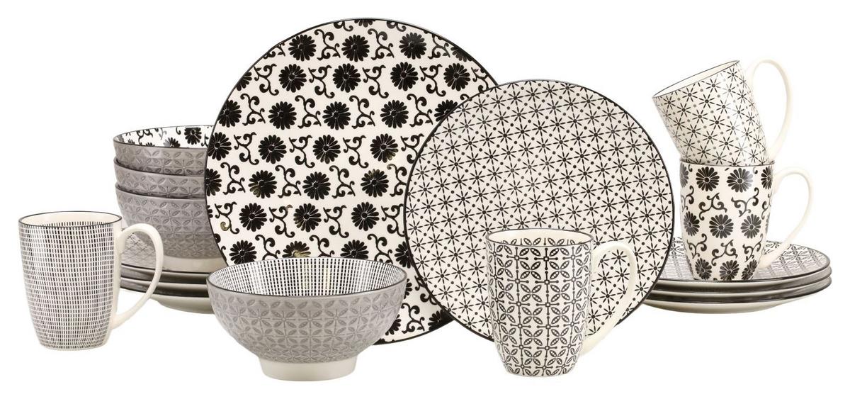 Kombiservice 19738 - Schwarz/Weiß, Basics, Keramik - Creatable