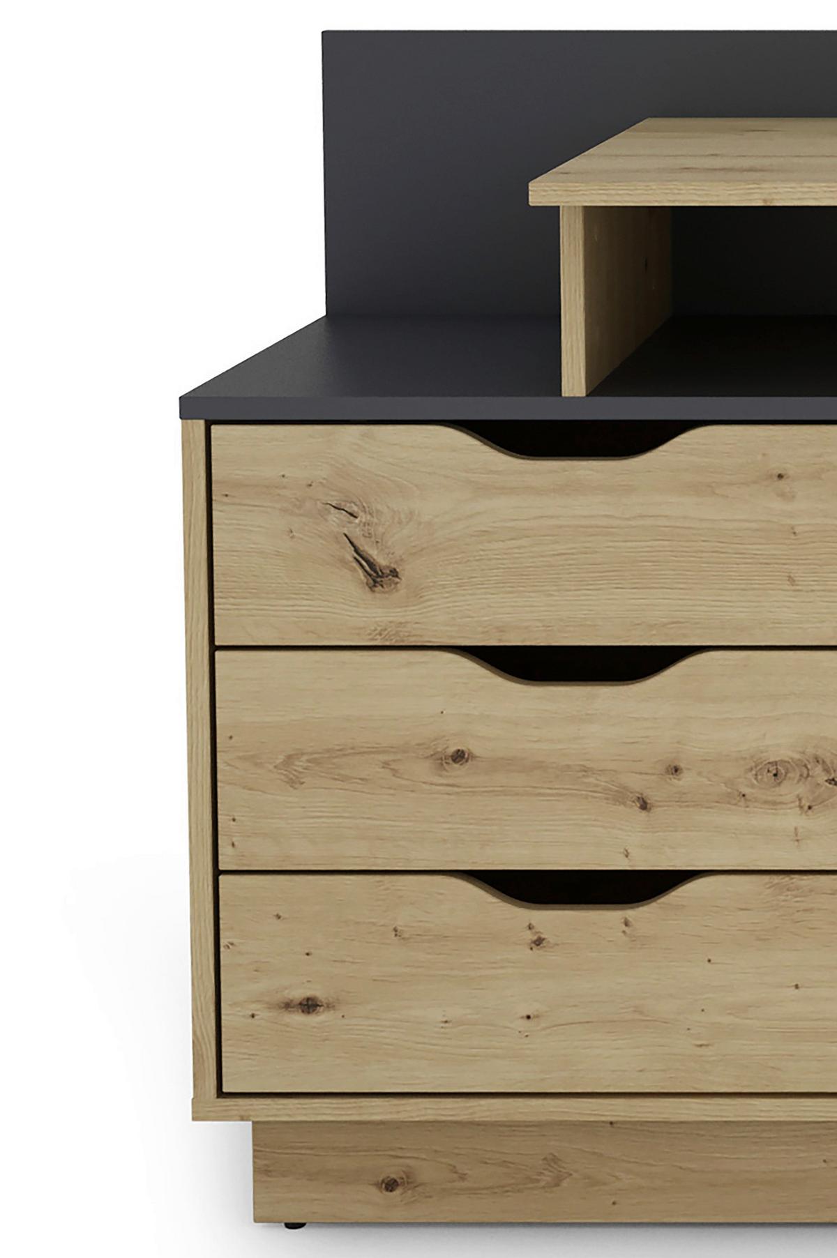 Schreibtisch B 51,5cm H 83,5cm Belfast Eiche Artisan Dekor - Anthrazit/Eiche Artisan, MODERN, Holzwerkstoff (138/51,5/83,5cm) - MID.YOU
