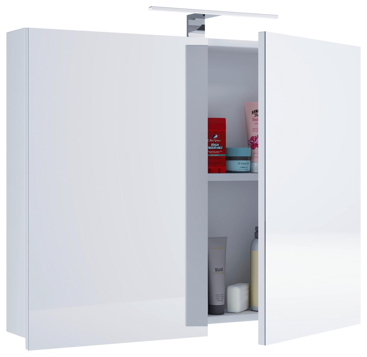 Spiegelschrank Badinos 2-Türig BxHxT: 60x59,2x12 cm - Weiß, MODERN, Glas/Holzwerkstoff (60/59,2/12cm) - MID.YOU