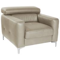 Polstersessel Sammy Grau Leder - Chromfarben/Grau, Design, Leder (99/78-92/106cm) - Livetastic