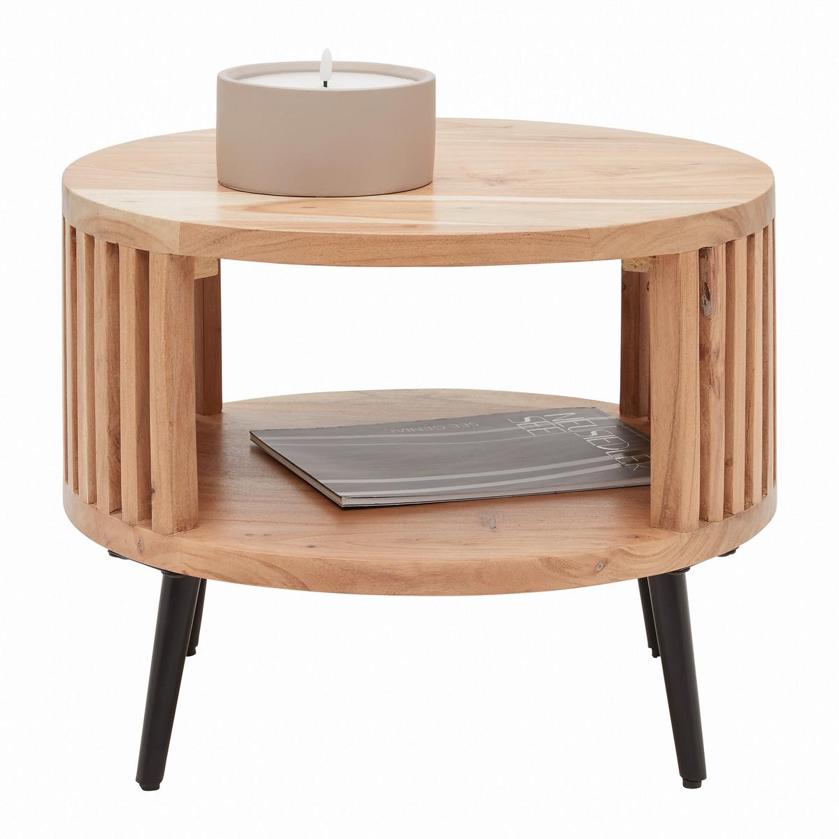 PRÍRUČNÝ STOLÍK MADDI -TREND- - čierna/prírodná farba, Lifestyle, kov/drevo (50/40/50cm) - Mömax