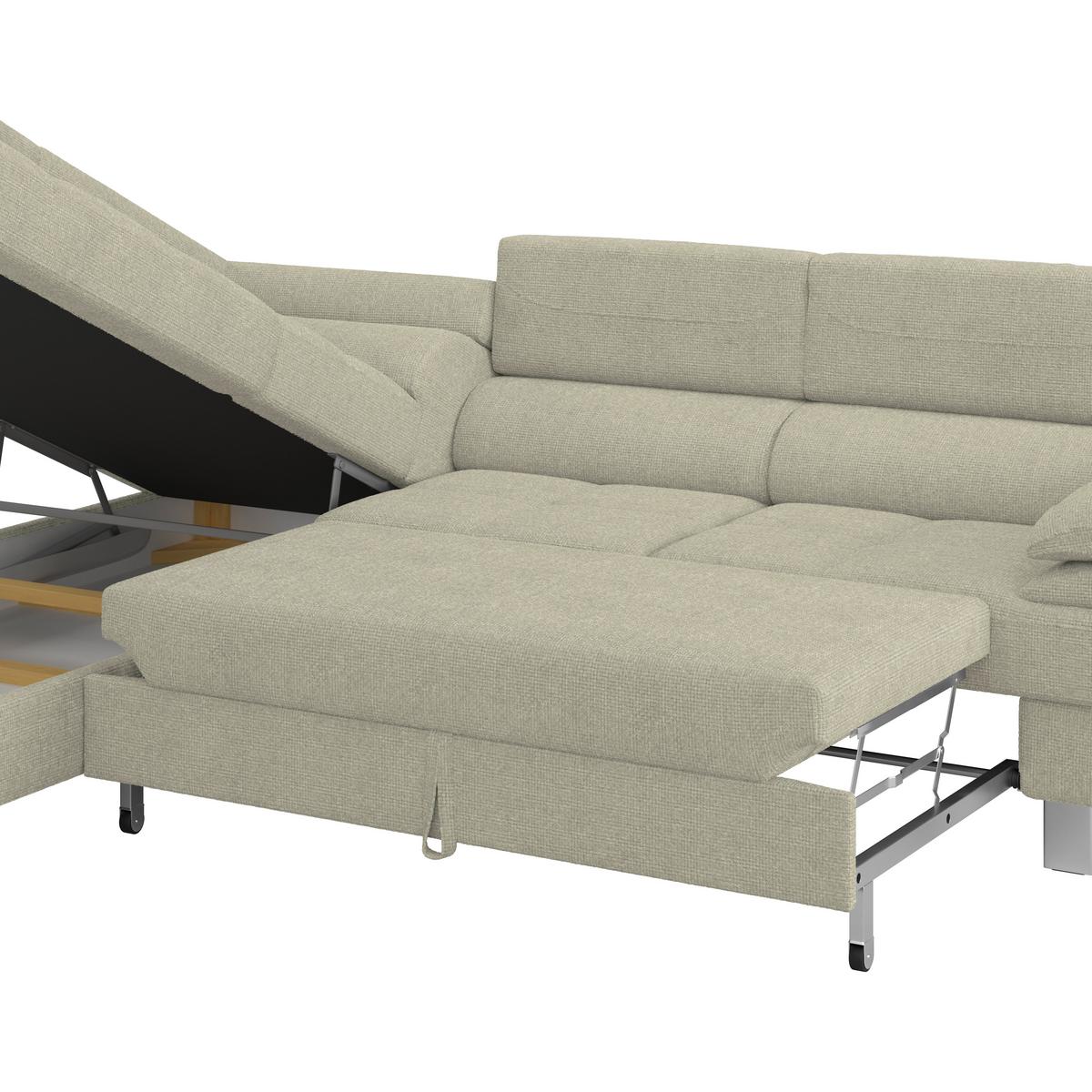 Ecksofa mit Schlaffunktion & Bettkasten Savona Sandfarben - Sandfarben, MODERN, Textil (230/270cm) - Ondega