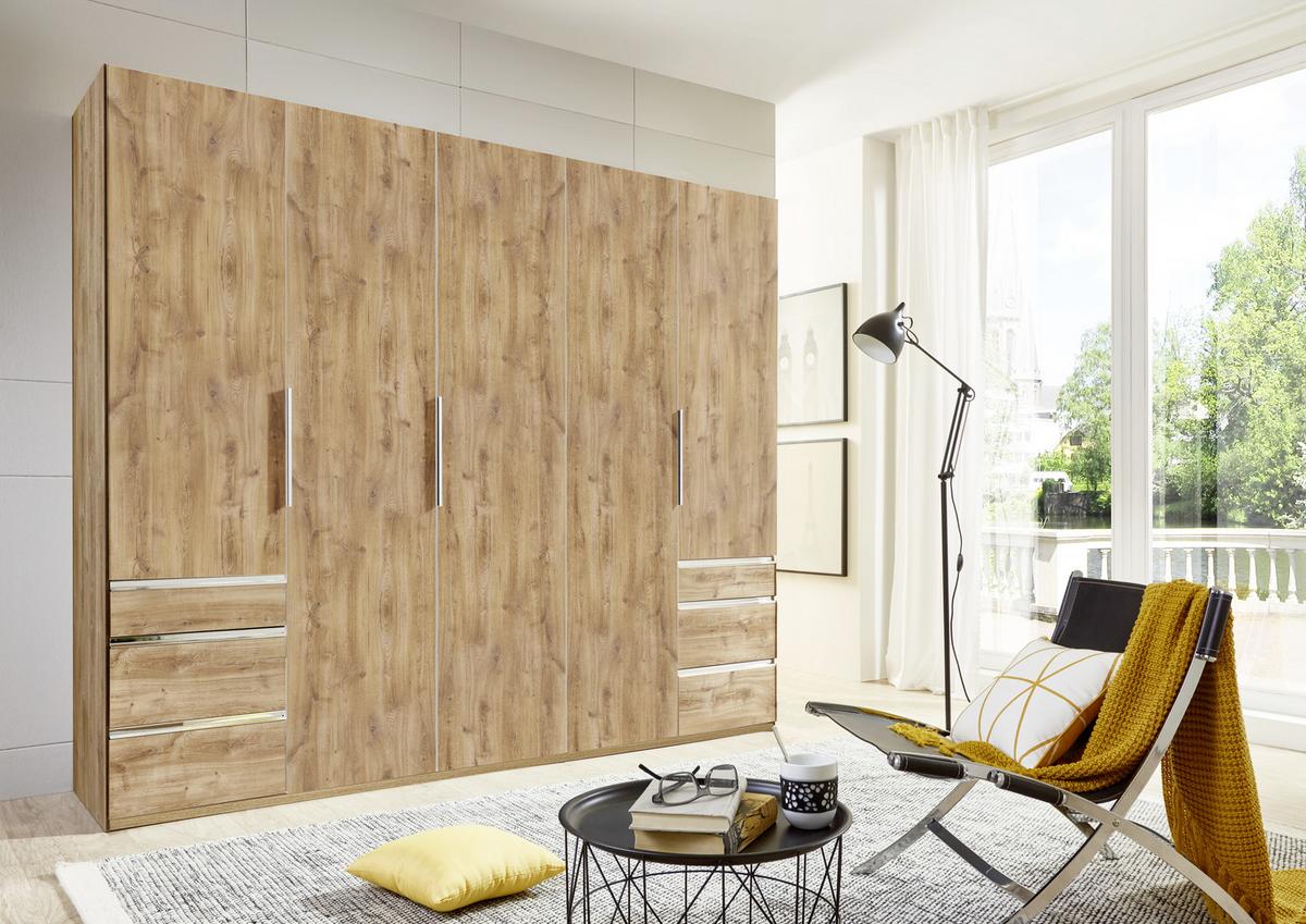 Drehtürenschrank Mit Laden 250cm Level 36a, Eiche Dekor - Eichefarben, MODERN, Holzwerkstoff (250/216/58cm) - MID.YOU