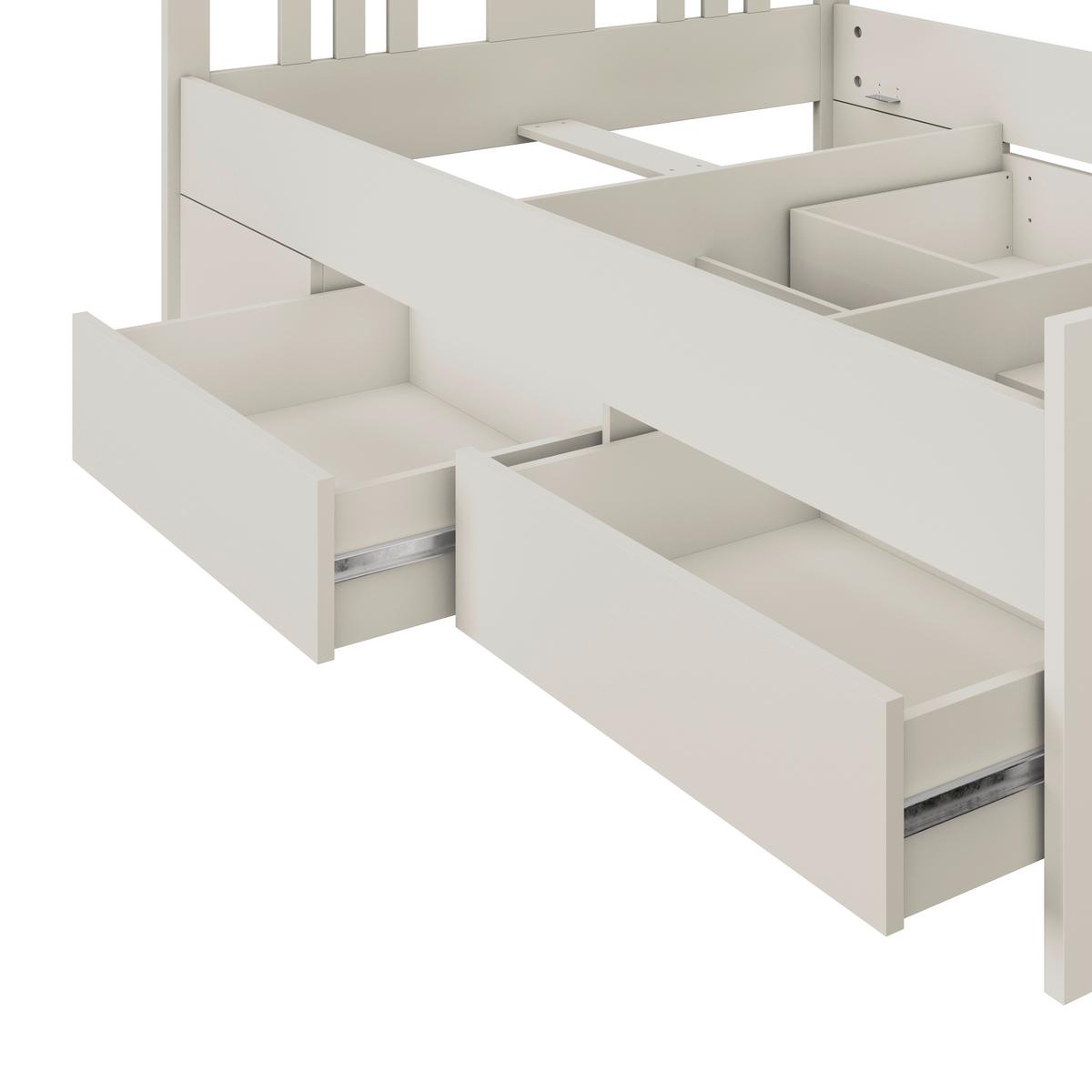 Stauraumbett Pisa mit 4 Laden kaschmirfarben 140x200 - Kaschmir, ROMANTIK / LANDHAUS, Holz (140/200cm) - James Wood