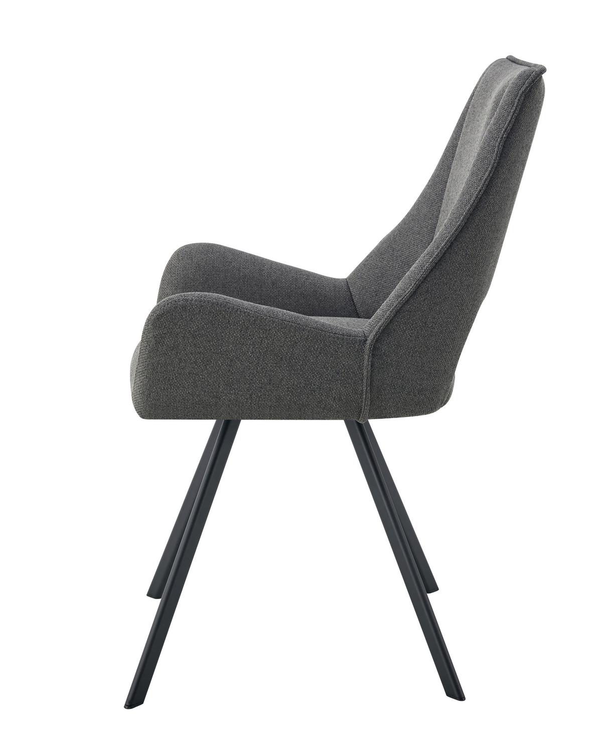 Stuhl-Set Helen Anthrazit B: 56 cm - Anthrazit/Schwarz, MODERN, Textil/Metall (56/91/63cm) - MID.YOU