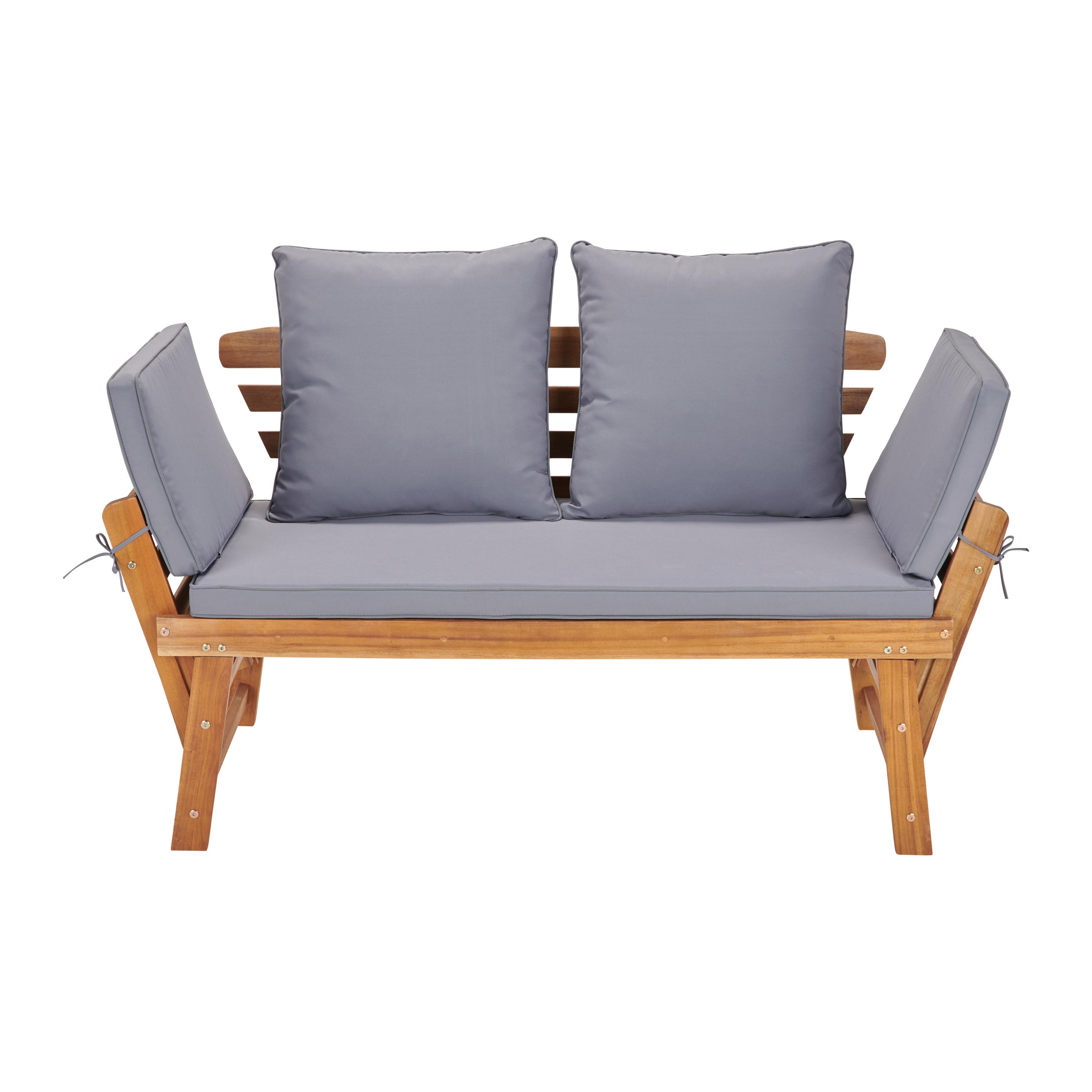 Gartenbank Holz 2-Sitzer Bali mit Liegefunktion und Kissen - Grau/Akaziefarben, MODERN, Holz/Textil (190/75/68cm) - James Wood