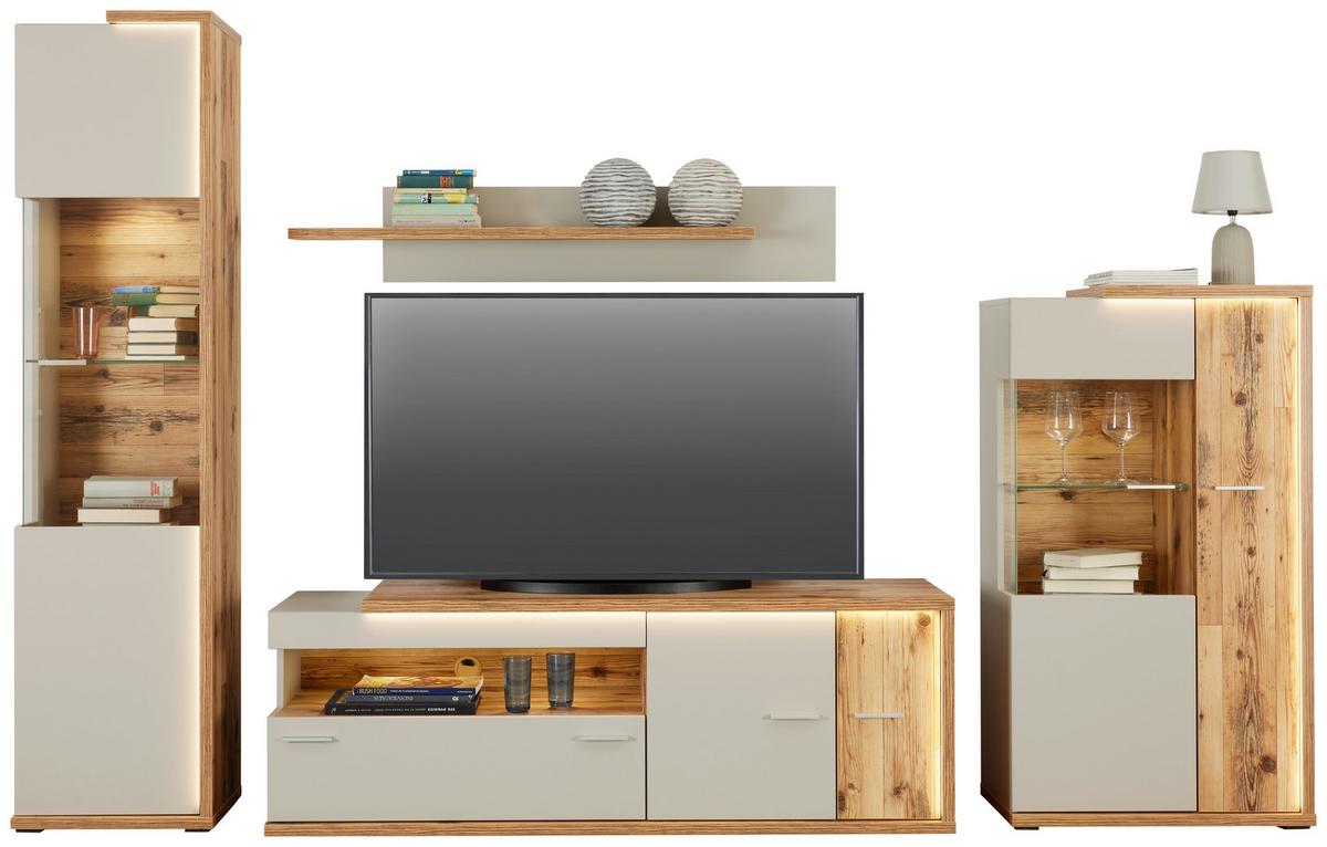 Vitrine Ambiente B: 73,5 cm mit Led Alpine Lodge Dekor - MODERN, Glas/Holzwerkstoff (73,5/131,6/43,6cm)