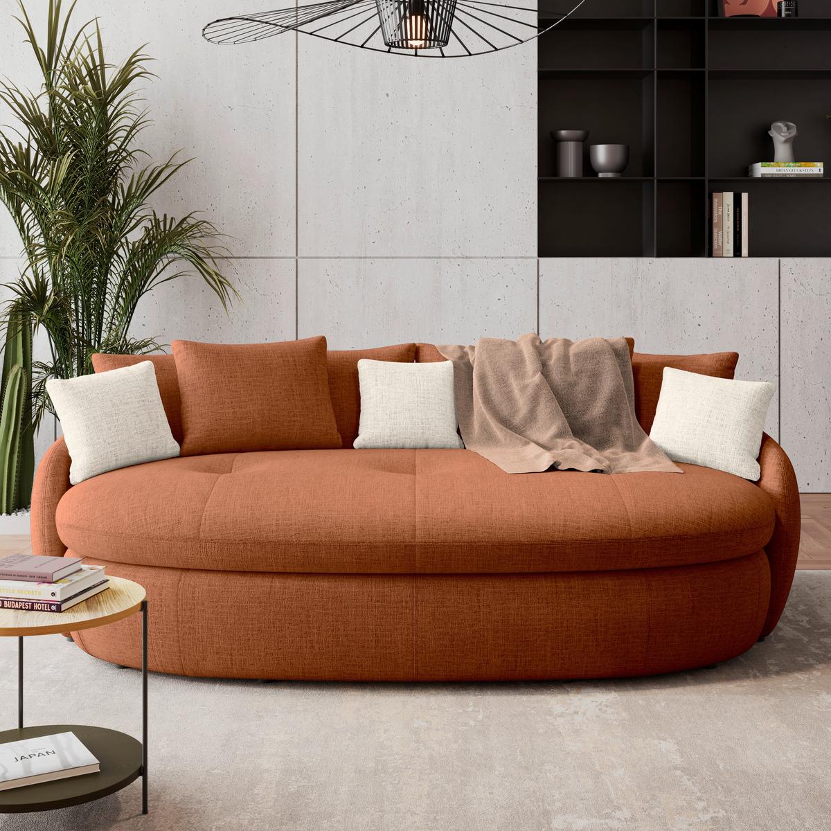 Mega pohovka ARUBA 2, terakotová/prírodná ženilka - čierna/terakotová, Trend, textil/plast (238/80/140cm) - Luca Bessoni