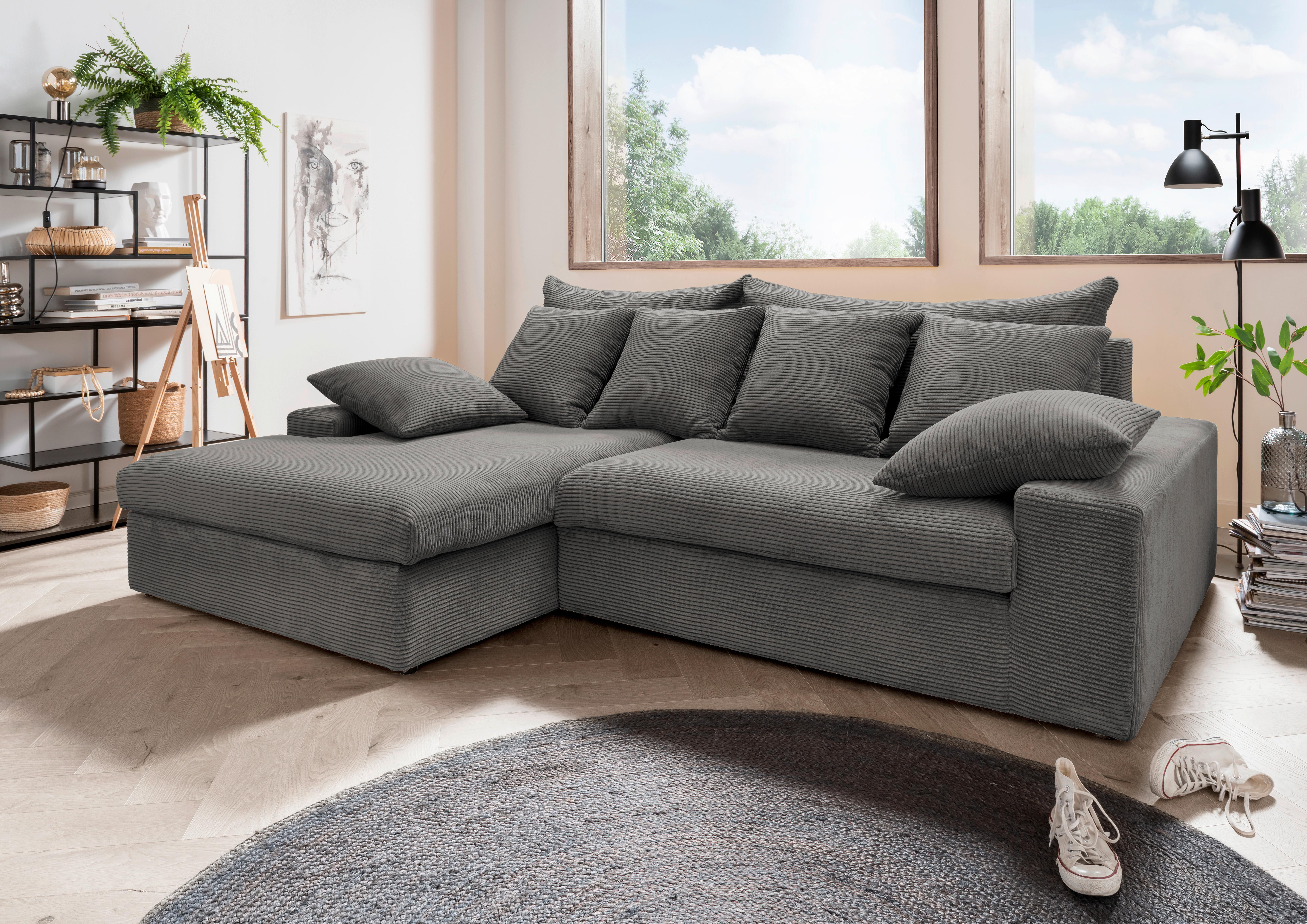 Ecksofa Avellino Grau S: 200/278 cm - Schwarz/Grau, MODERN, Textil (200/278cm) - Livetastic