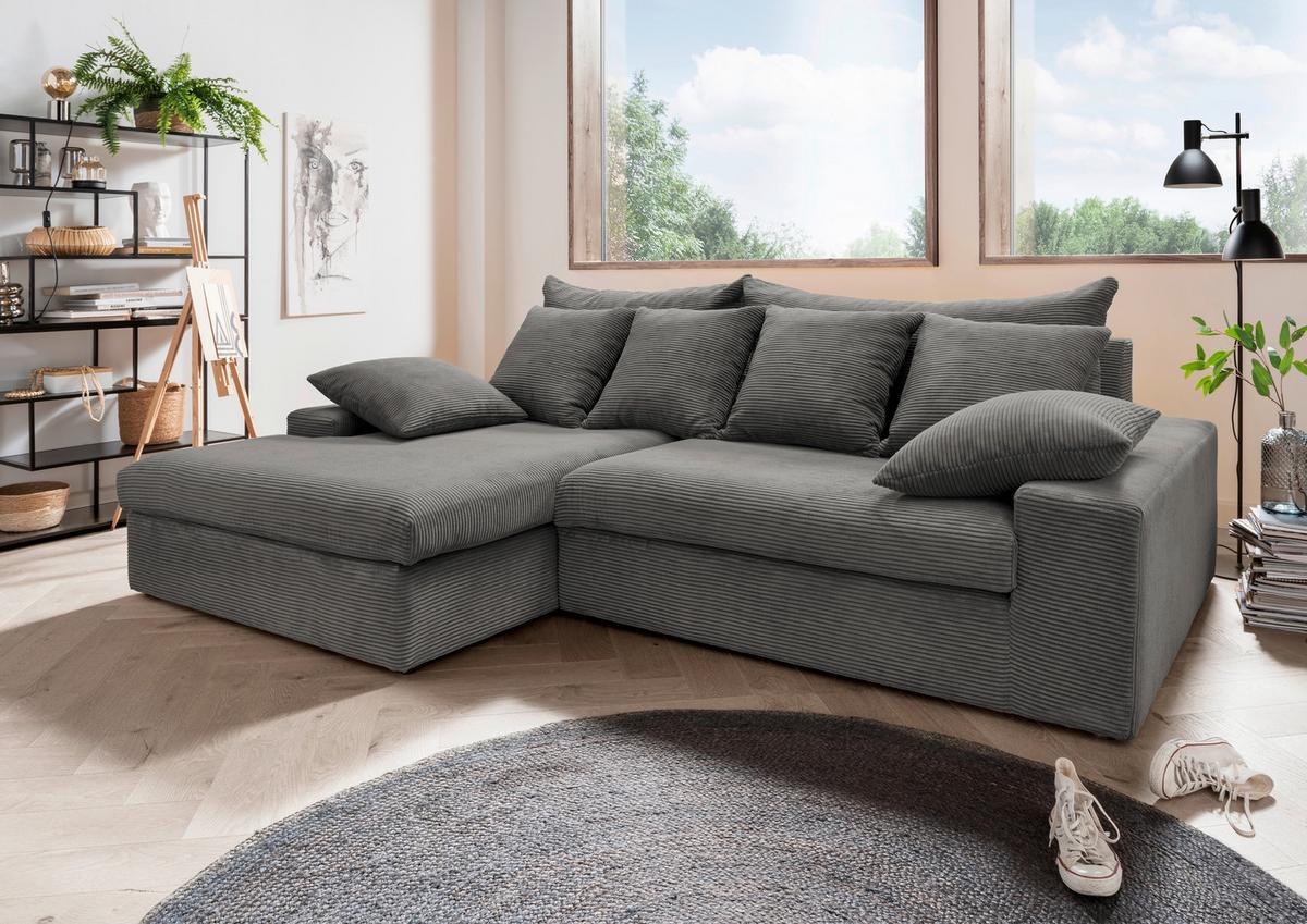 Ecksofa Avellino Grau S: 200/278 Cm - Schwarz/Grau, MODERN, Textil (200/278cm) - Livetastic