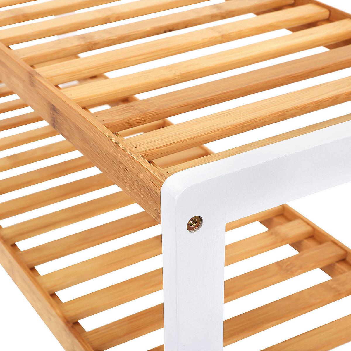 Regál na boty, bambus - bílá/přírodní barvy, Trend, dřevo (70/55/26cm) - Boxxx