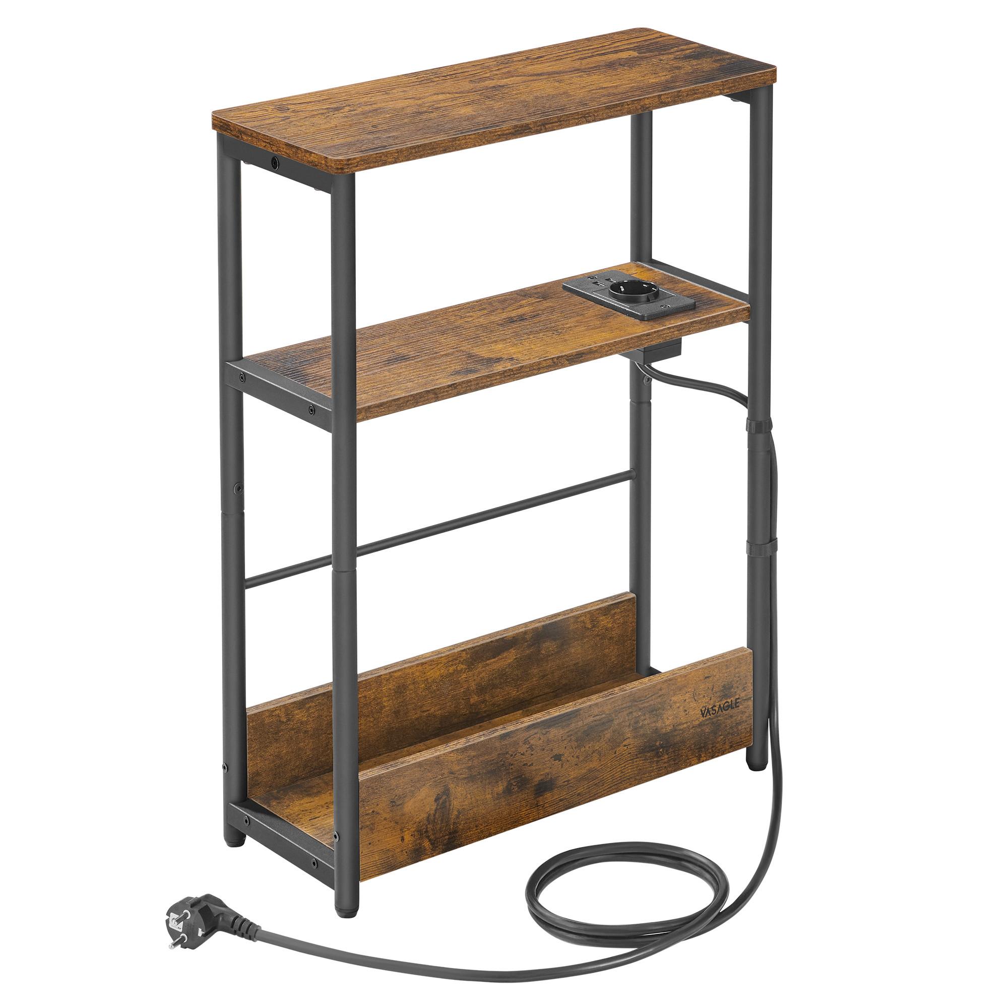 Príručný stolík čierna, tmavohnedá - čierna/tmavohnedá, Trend, kov/kompozitné drevo (18/58/45cm) - MID.YOU