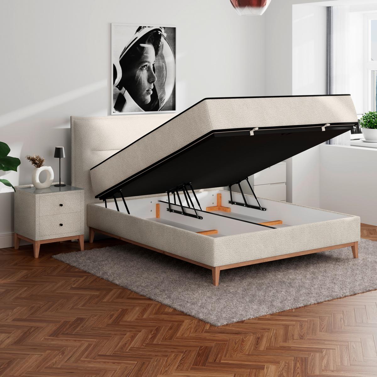 Boxbett Smile inkl. Matratze 160x200 - Creme, KONVENTIONELL, Holz/Holzwerkstoff (160/200cm) - James Wood
