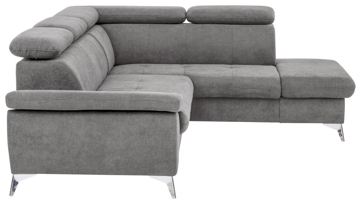 Ecksofa Mit Schlaffunktion Gisele Und Bettkasten Grau - Chromfarben/Grau, KONVENTIONELL, Textil (256/209cm) - Livetastic