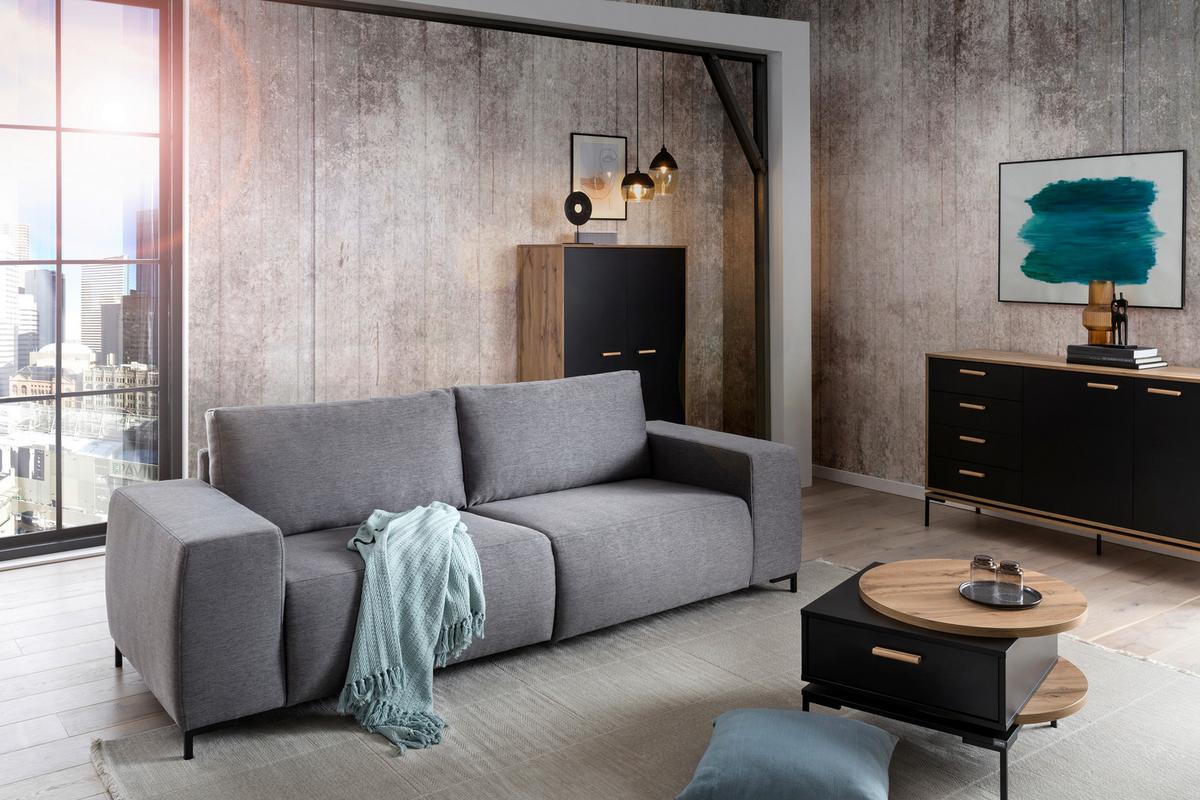 Bigsofa Looks Vi - Schwarz/Grau, Design, Textil (242/88/88cm) - LOOKS by W.Joop