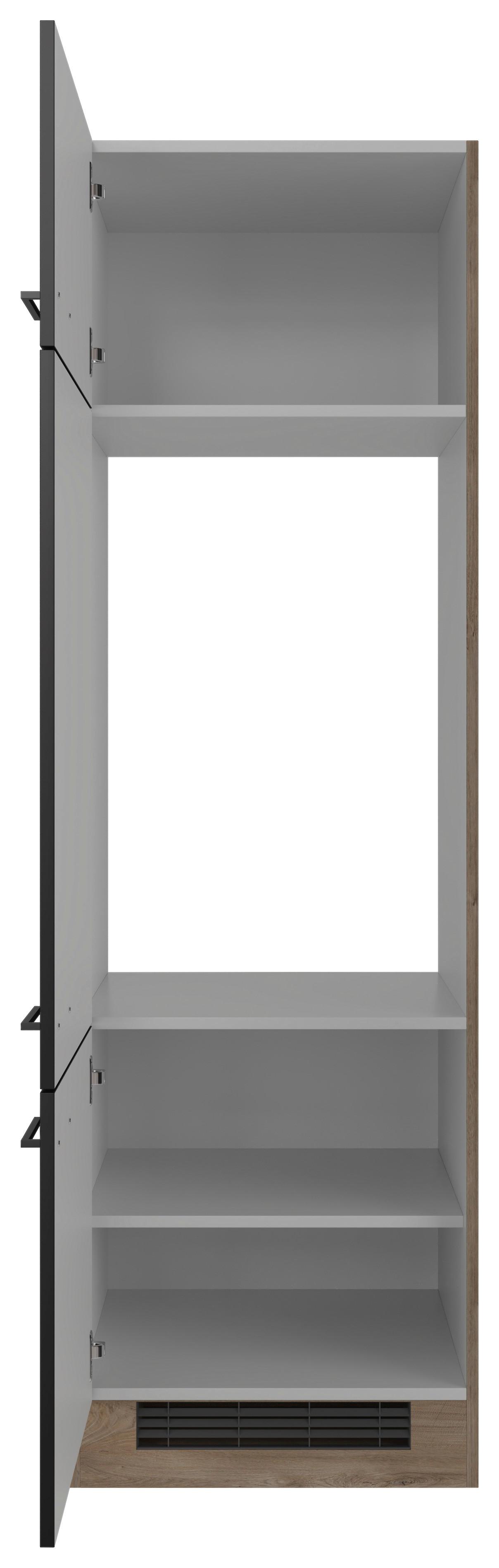 Skrinka na vstavané spotrebiče CAPRI - čierna/farba duba, Konventionell, kov/kompozitné drevo (60/200/57cm) - FlexWell
