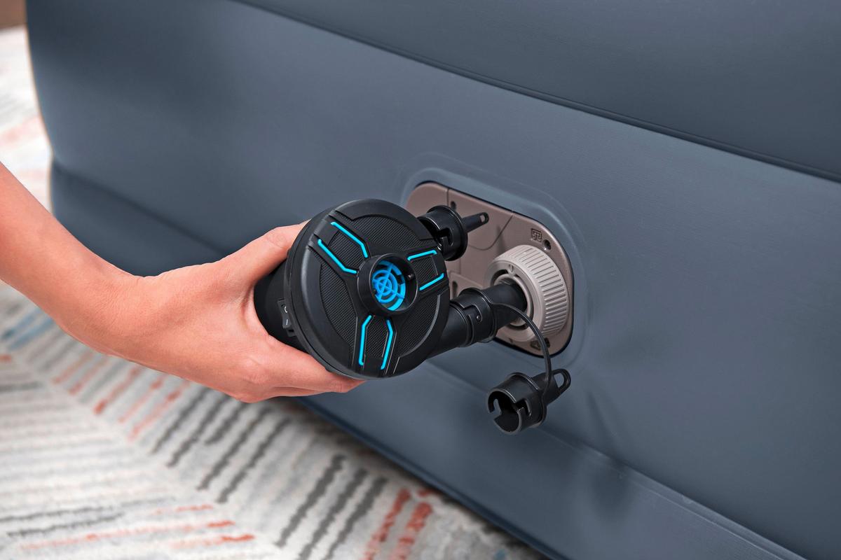 Luftbett Leon 229x152x84 cm Bis 300kg, inkl. Pumpe - Dunkelblau/Grau, KONVENTIONELL, Kunststoff/Metall (229/152/84cm) - Bestway