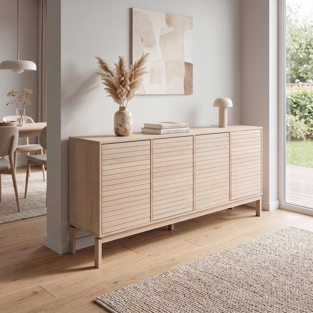 Široká komoda LINLEY dyha - biela/farba duba, Design, drevo/kompozitné drevo (180/80/40cm) - Livetastic