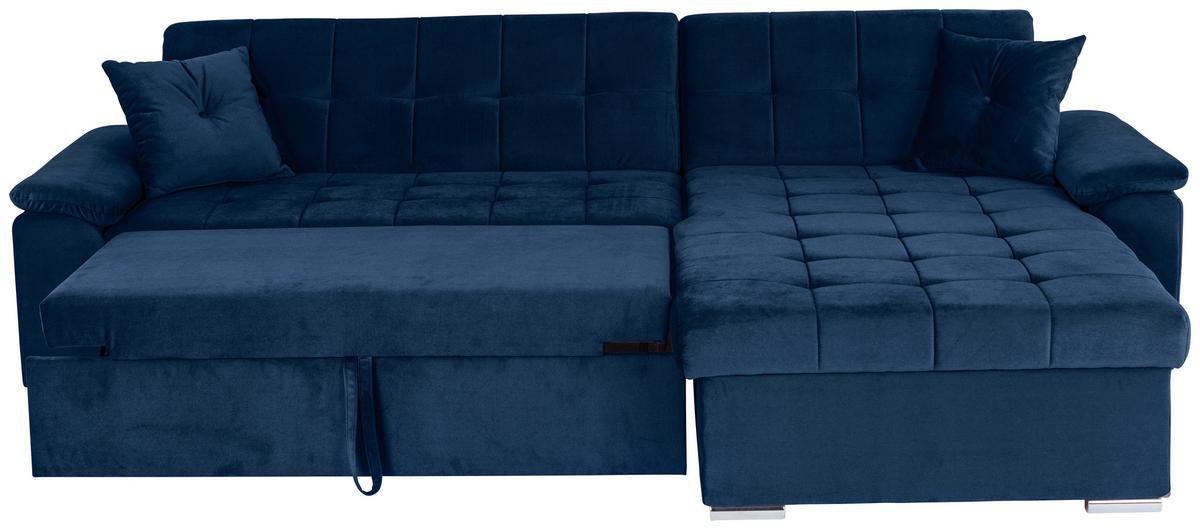 Ecksofa mit Schlaffunktion Keaton + Bettkasten, Indigo - Blau, Basics, Textil (263/169cm) - Livetastic